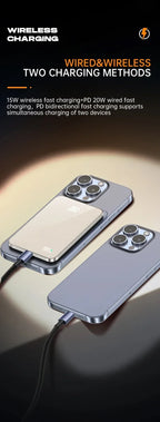 10000mAh 20W Wireless Magnetic Power Bank Portable Battery Charger for MagSafe iPhone 16, 15, 14, 13, and Samsung iWatch