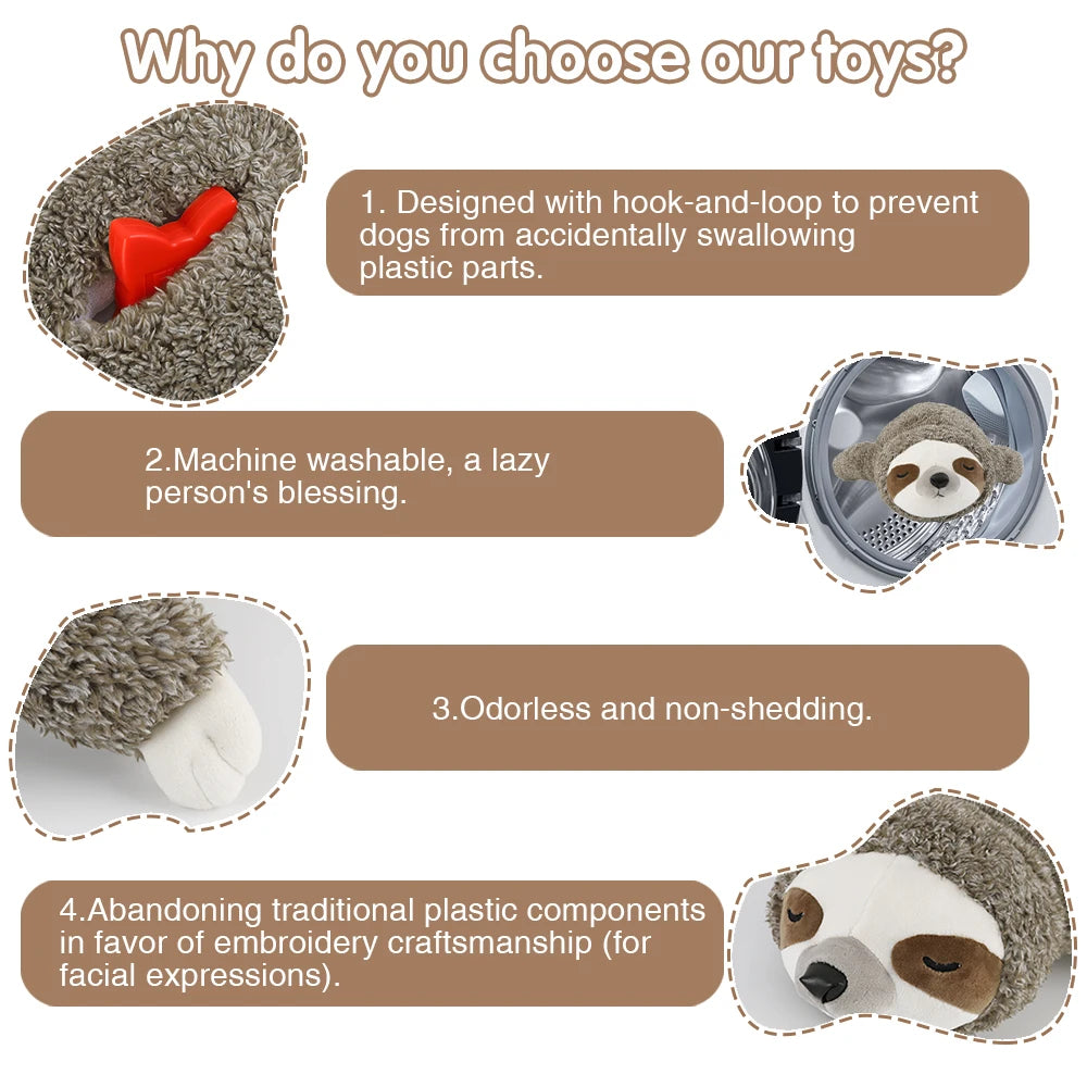 Peluche Sloth com Batimento Cardíaco – Brinquedo Calmante para Cachorros