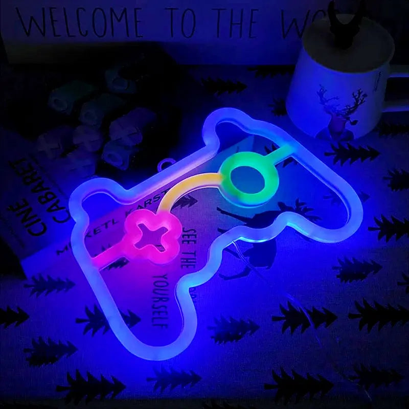 Game Pad Neon Signs LED Night Light, USB/Battery Powered atmosphere Lighting, for Birthday Gift Garden E-sports Decor Camping