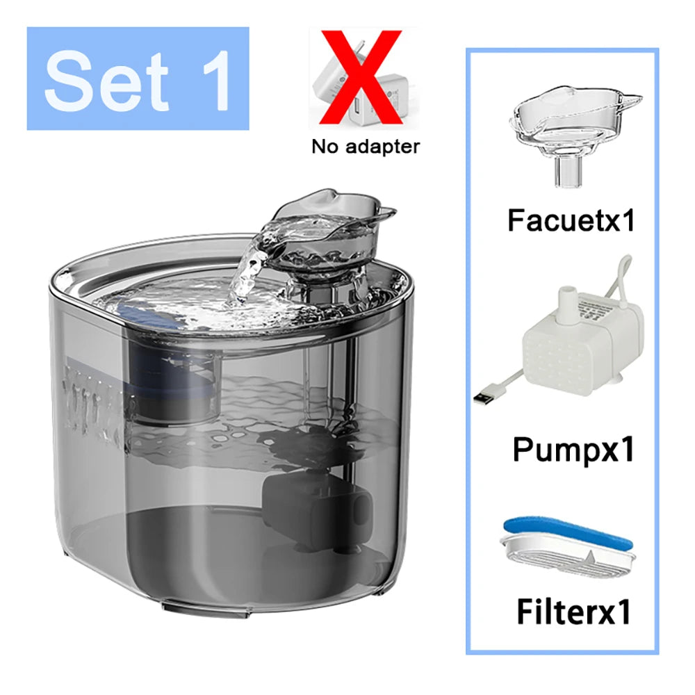 Smart Cat Water Fountain 2.2L, Pet Water Dispenser with Filter, Dog Drinking Fountain for Cats, Ultra Quiet Water Pump