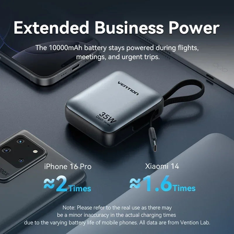 Vention 10000mAh Power Bank — 35W Fast Charge Mini USB‑C 3C