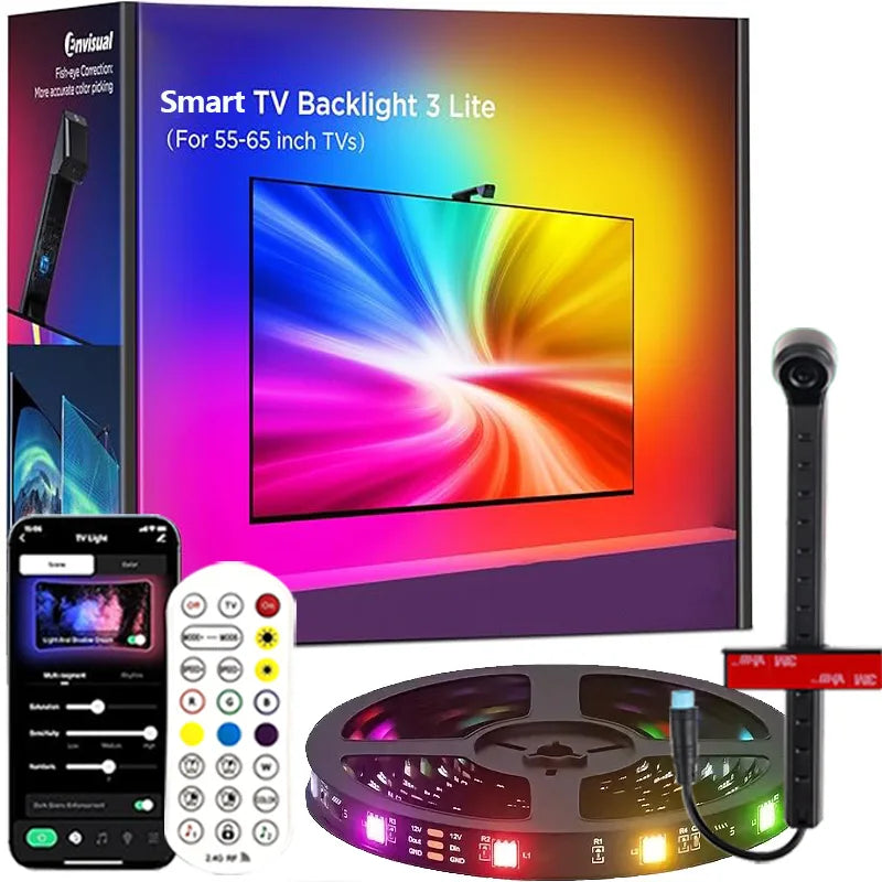 TV/PC Backlight with Color Pickup RGB-IC LED Strip Lights for 55-75 inch Screens Smart Sync Gaming Room Decor Atmosphere Lights