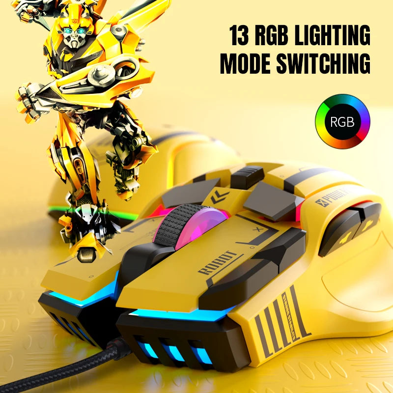 Mechanical Gaming Mouse FreeWolf G6 12-keys Wired Mouse ChipA826 RGB Macro-programmable Ergonomic Superior Design for Gaming