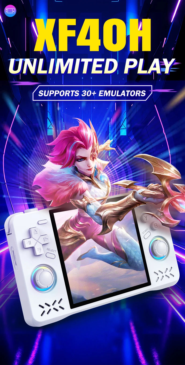 XF40H Retro Handheld Game Console Linux 4.0'' IPS Screen Supports 5G WiFi Glowing Rocker Portable Pocket Video 2 Player Gift