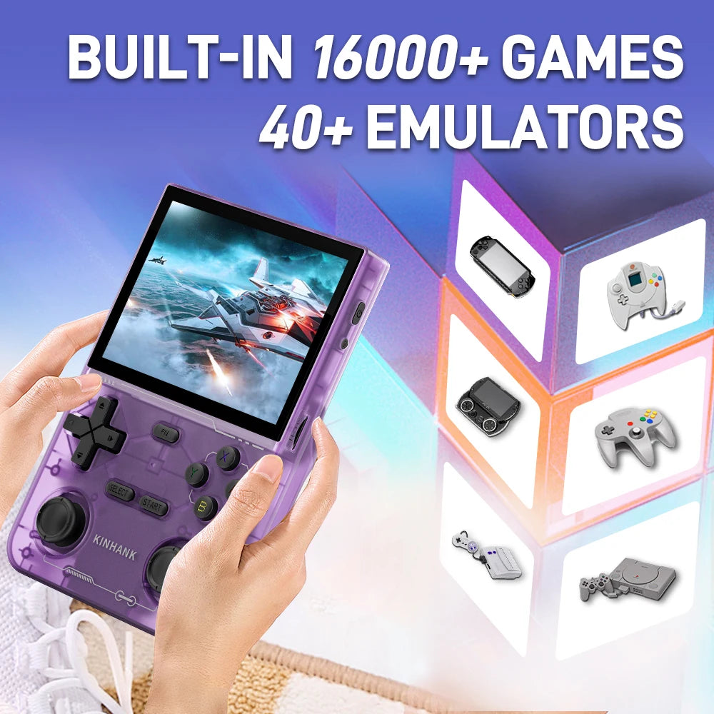 KINHANK Open Source K36 Retro Handheld Video Game Console with 16,000 Games Emulator for PS1/PSP/DC/N64/SS, 3.5-inch IPS Screen