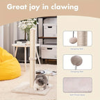 34 Inch Post High Cat Scratching Post Premium Basic Cat Scratching Indoor Sisal Scratching Post Tree Strap Hanging Ball for Adult Cat