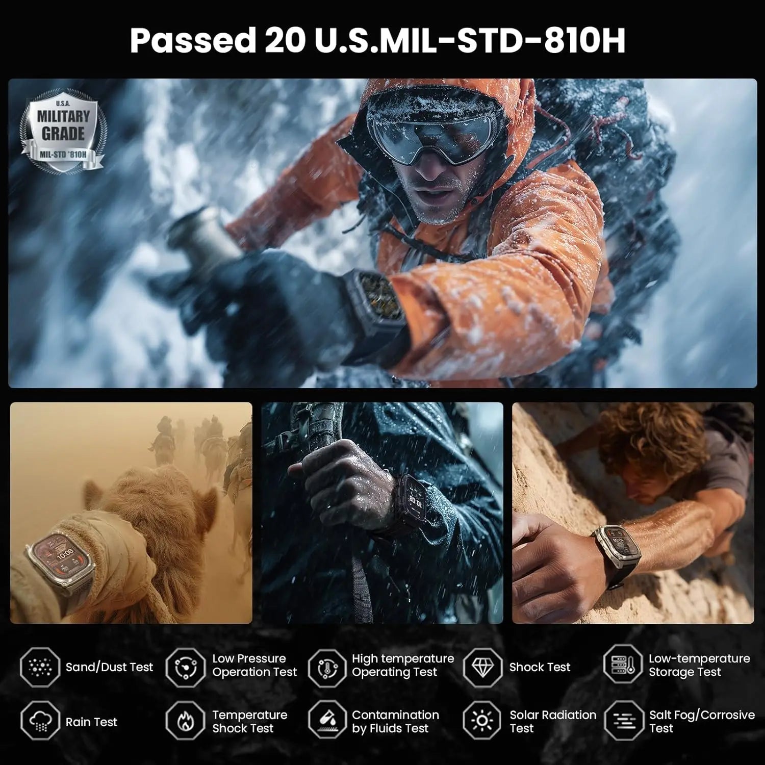 New Rugged Military Smart Watch Men 1400mAh Battery 2.01inch AMOLED Bluetooth Call 10ATM Waterproof LED Flashlight Smart Watch