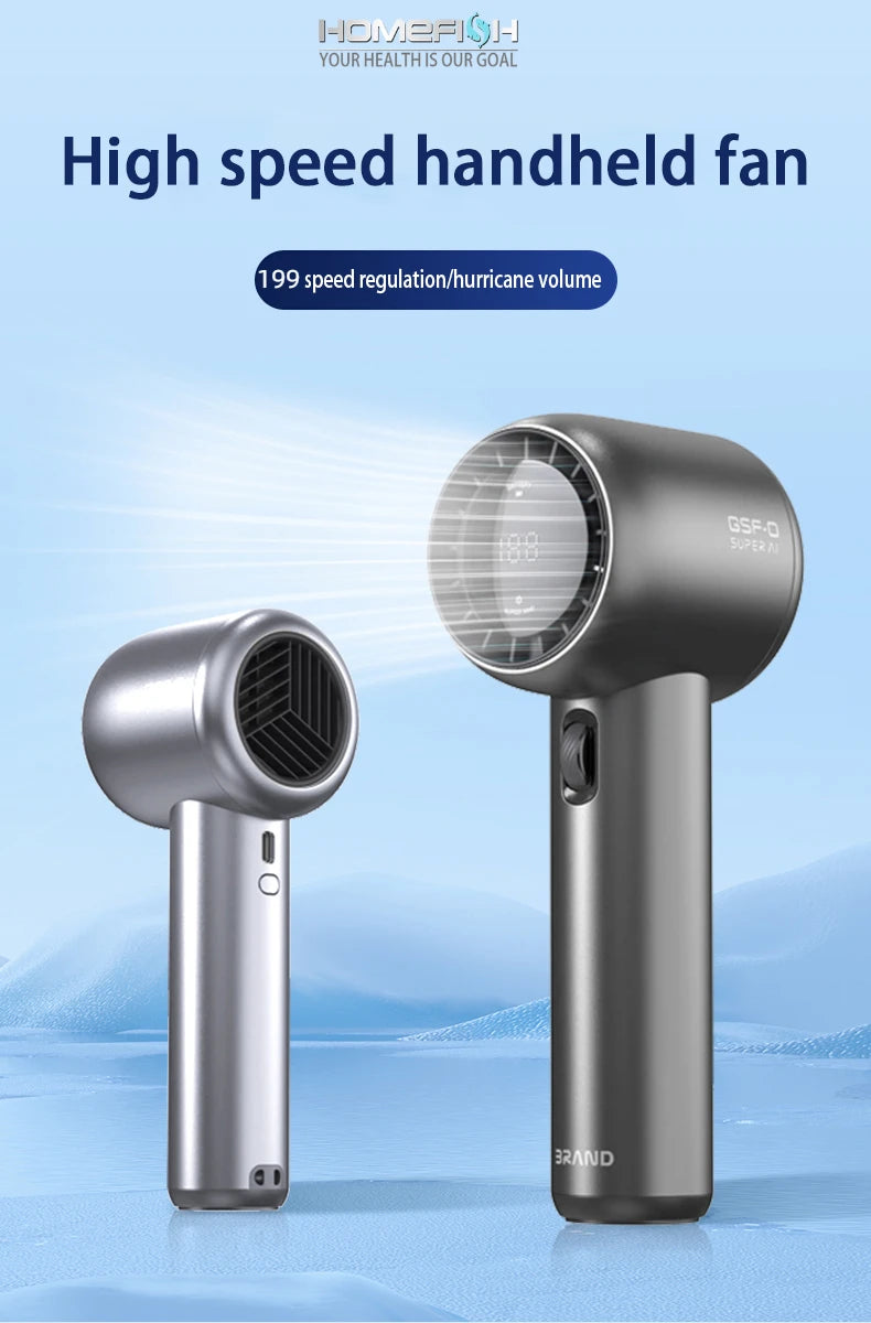 HOMEFISH GF02 199 Gears High-Speed ​​Portable Fan USB Rechargeable Fans 3500mAh Electric Fan Mini Air Conditioner
