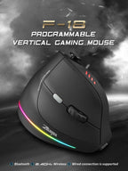 ZELOTES F18 Vertical Ergonomic Mouse 2.4G Wireless Mouse Bluetooth 24000DPI with Programming Gaming Mouse for PC Computer Laptop