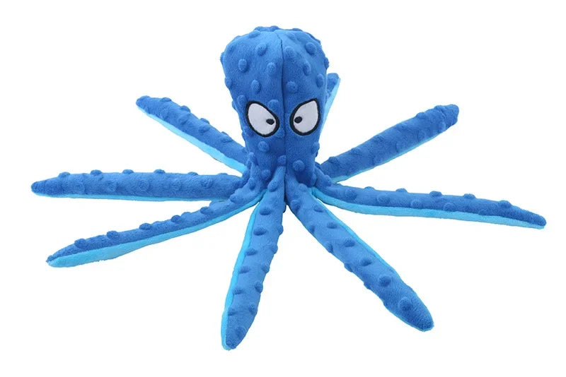 Dog Squeaky Toys Octopus - No Stuffing Crinkle Plush Dog Toys for Puppy Teething, Durable Interactive Dog Chew Toys for Small, M