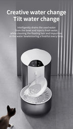 3000ML Pouring Cat Water Dispenser Smart Tilt Design Pet Water Fountain Separate Clean & Dirty Water For Cats and Small Dogs