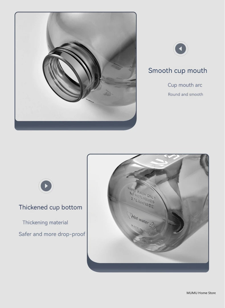 1.7L/2.7L/4L/5L Sports Water Bottle Gym Cycling Cup Portable Large Capacity Water Bottle For Fitness Camping Men Water Kellte