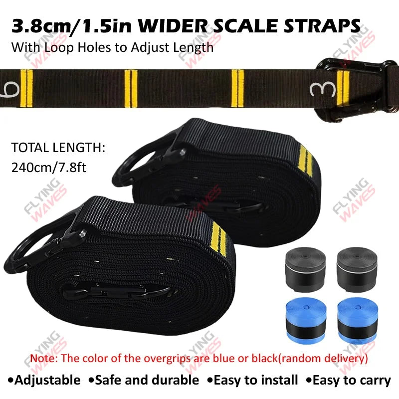 Anéis de Ginástica em Madeira com Fitas Numeradas Ajustáveis