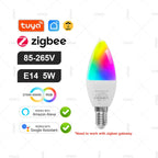 Tuya Smart Bulb Zigbee/WiFi/Bluetooth — E27/E14/GU10 RGBCW Regulável Alexa