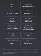 Attack Shark X3 Ultra Light Wireless Gaming Mouse Tri Mode 2.4G/Bluetooth/USB-C 26000DPI PAW3395 Sensor 49g Lightweight