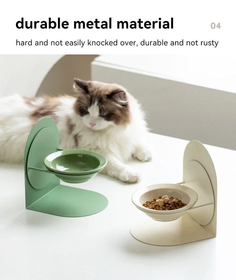 Detachable Pet Cat and Dog Bowl Protects Cervical Vertebrae Against Upset Height Adjustable Pet Ceramic Bowl