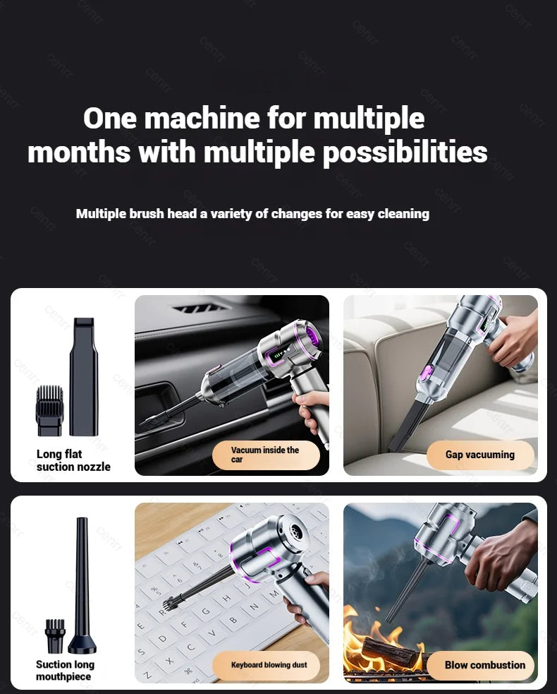 Aspirador Portátil Mini 998000PA para Carro e Casa com Função Sopro