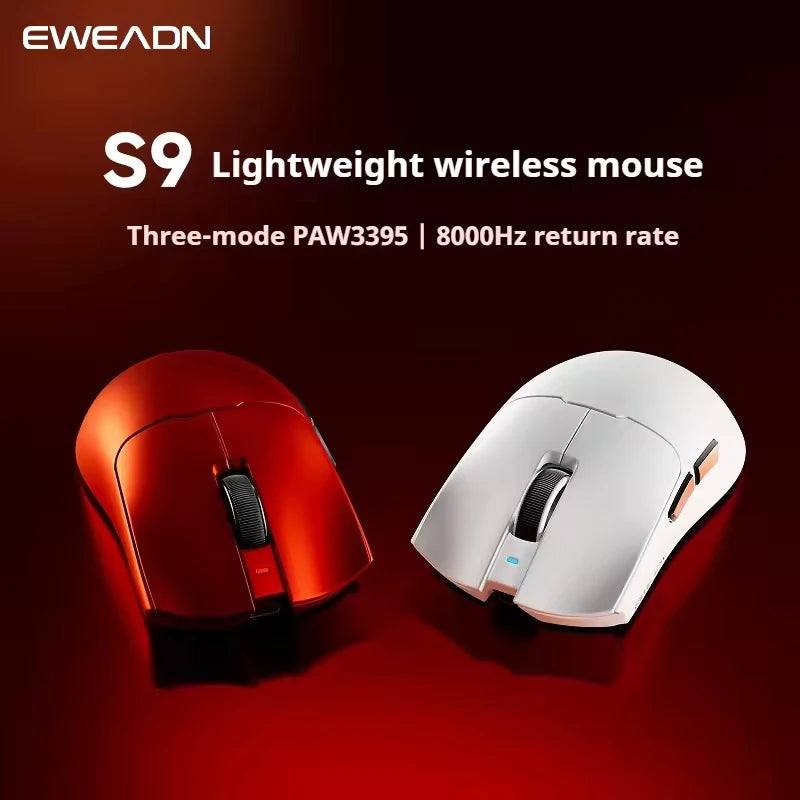 EWEADN S9 Pro Ultra V2 Lightweight Wireless Gaming Mouse Tri-Mode Tri-model Mouse 2.4G USB-CBT 8K Polling 26K DPI PAW3395 Mice