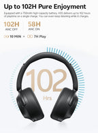 QCY H3S -56dB Adaptive ANC Over Ear Headphone Hi-Res LDAC Spatial Sound Wireless Earphone Bluetooth 6.0 Dual Driver 102H Headset