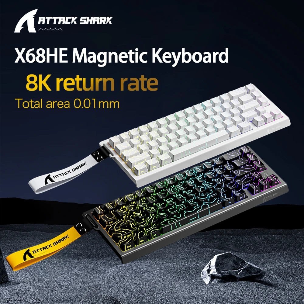 ATTACK SHARK X68HE Magnetic Keyboard Red Wired Mechanical for Pro Gaming 0.01mm Rapid Trigg 8000Hz SOCD/Rs 0.125ms 128K Rate