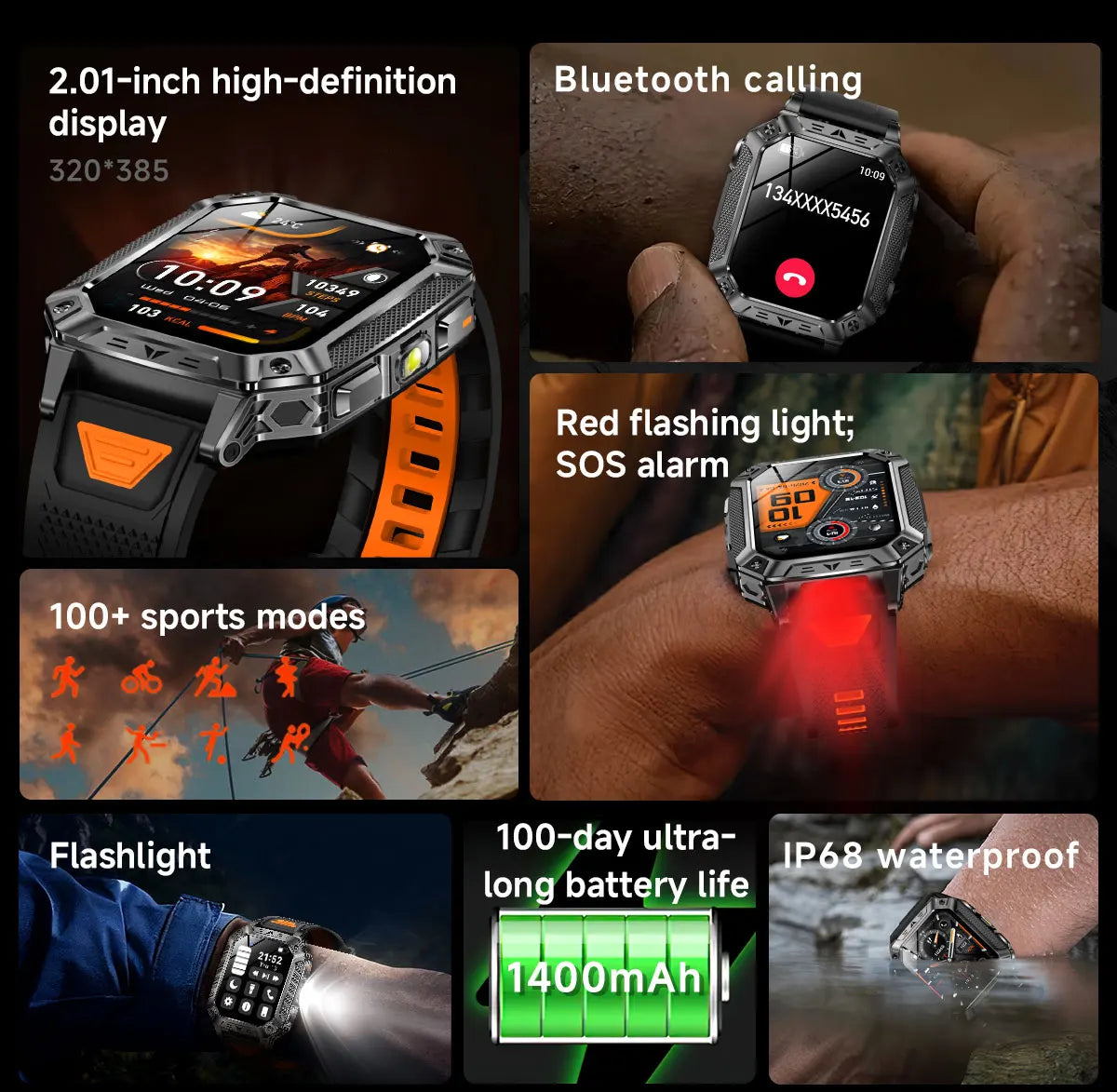 Smartwatch Militar 2026 – Robustez Extrema, Lanterna LED e Autonomia XL