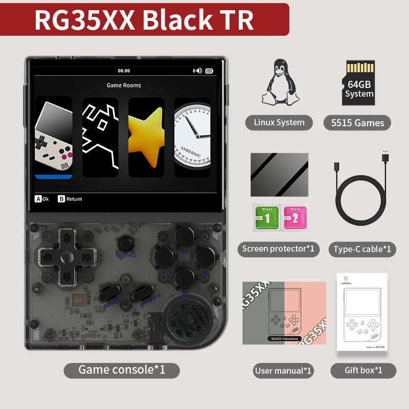 ANBERNIC RG35XX Plus/RG35XX Retro Handheld Game Console 3.5″ IPS Screen Linux Portable Video Game Player Support HD-MI TV Output