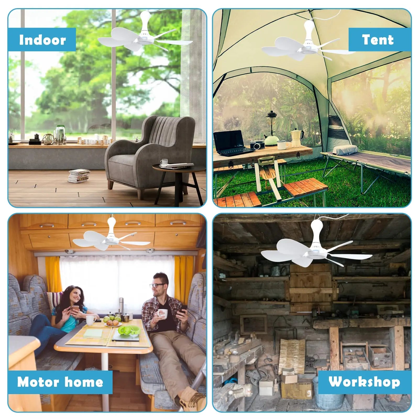 Silent 6 Leaves USB Powered Ceiling Canopy Fan with Remote Control Timing 4 Speed ​​Hanging Fan for Camping Bed Dormitory Tent New