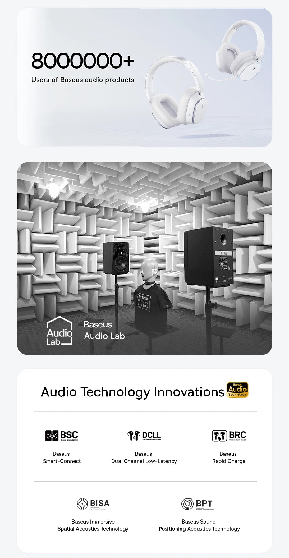 Baseus Bowie 30 Max Bluetooth Headphones 45dB Noise Cancellation Hi-res LDAC Over Ear Headset 3D Spatial Audio Wireless Earphone