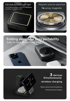 Foldable 3 In 1 Magnetic Wireless Charger Stand For Magsafe iPhone 15 14 13 12 Apple Watch 2-8 Airpods Pro Fast Charging Station