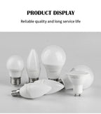 1-10PCS Smart RGBW LED Bulb Spotlight E27 E14 B22 GU10 6W 10W with infrared remote control suitable for colorful home lighting.