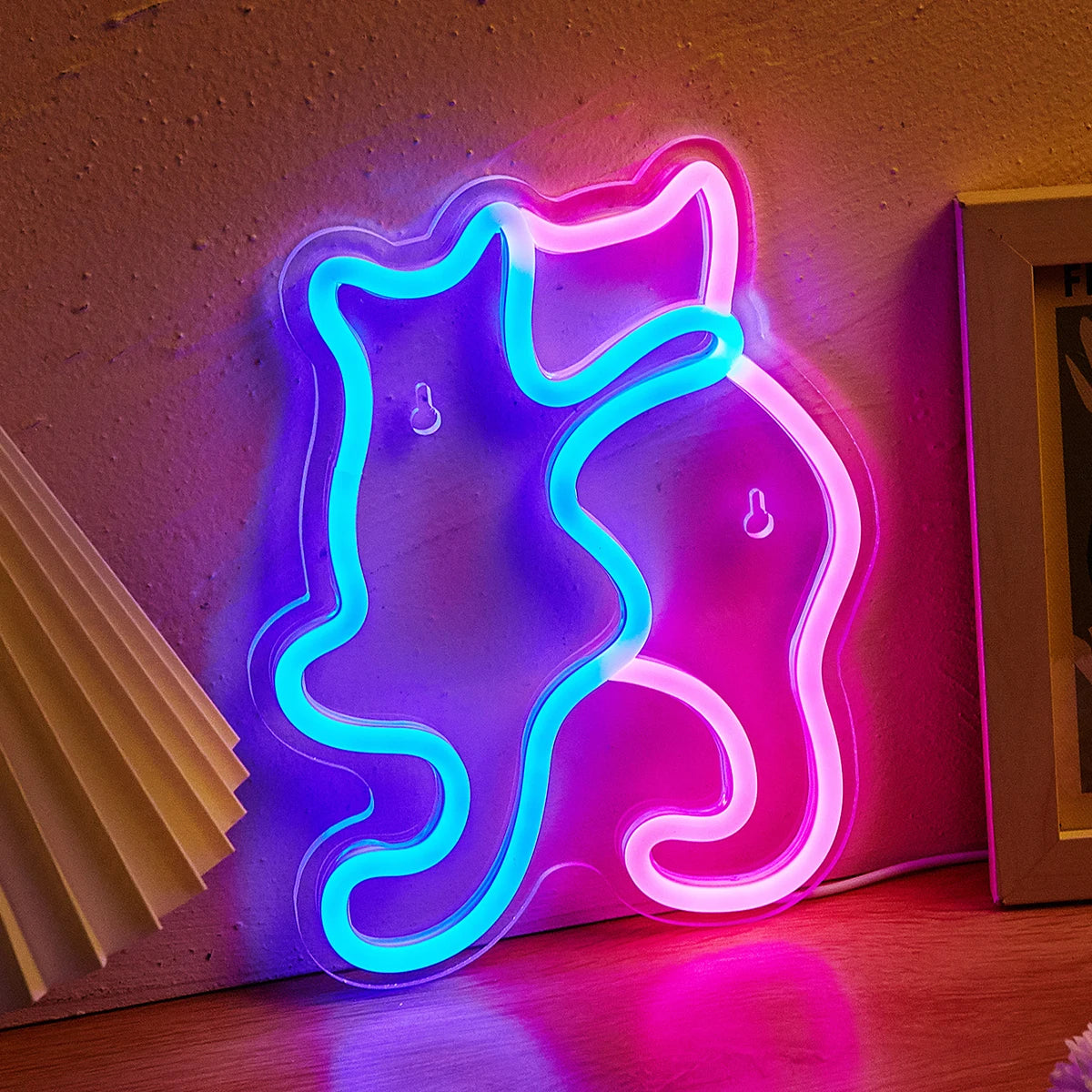 Chi-buy Cat LED Neon Sign USB Powered Neon Signs Night Light 3D Wall Art & Game Room Bedroom Living Room Decor Lamp Signs