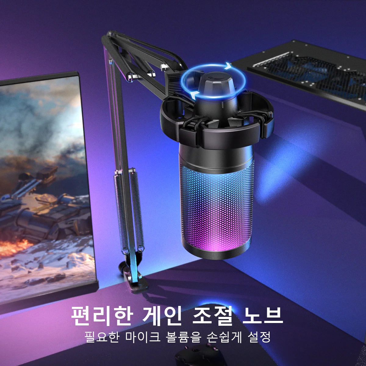 FIFINE A6T — Microfone USB Condensador com Mute, RGB e Braço Articulado