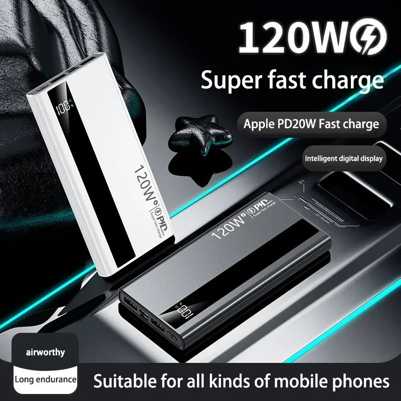Power Bank 500000mAh Alta Capacidade — 120W Super Carga Rápida Portátil