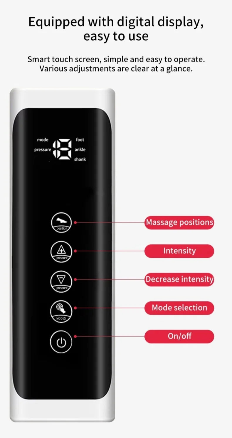 JinKairui Electric Pneumatic Leg Massager Extended Version for Deep Relaxation of Arms, Scalps and Feet with Remote Control