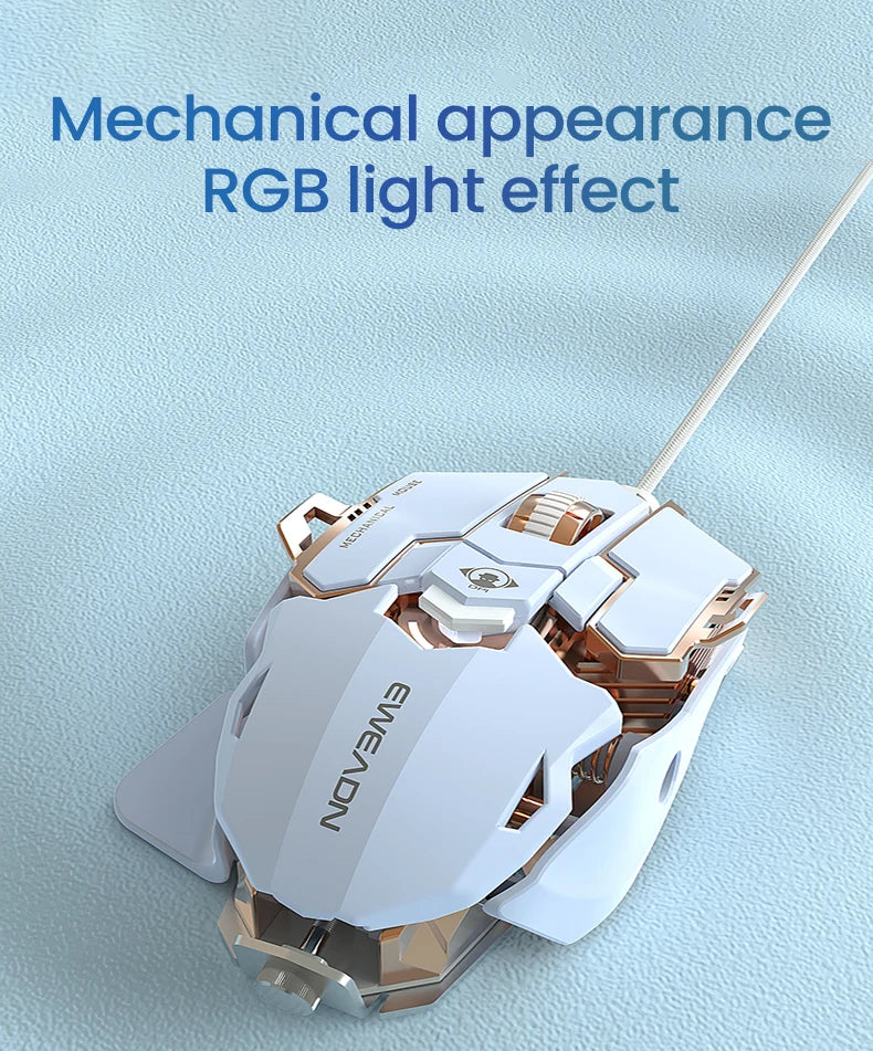 EWEADN G5 USB Wired Gaming Mouse Silent or audible optional, Buttons Macro Function Keys, for desktop, laptop, computer, school