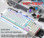 GK410 104 Full Keys Hot Swap Metal Panel Mechanical Keyboard RGB Light Green Black Tea Redaxis Non-Impact Gaming Computer Keyboard