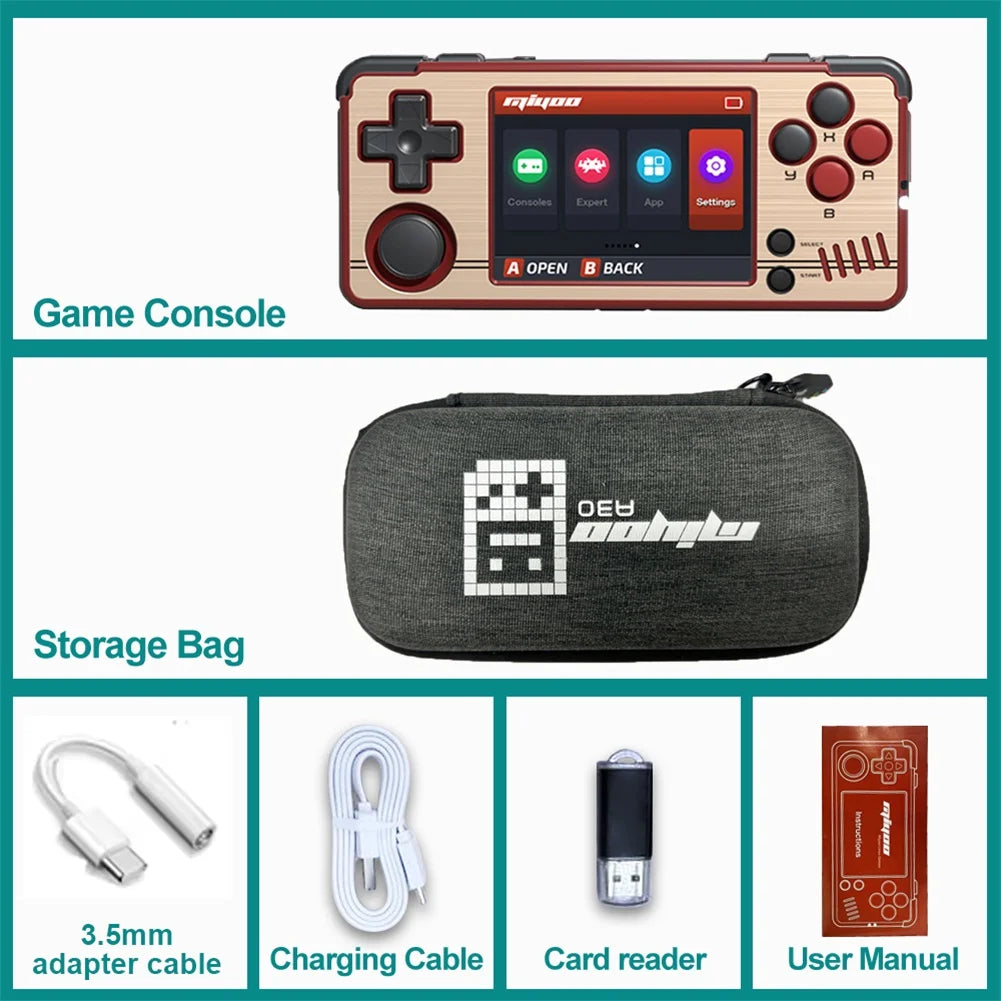 MIYOO A30 Handheld Classic Game Console IPS Screen Linux System 2600mAh Portable Battery Retro Emulator Video Player Kids Gifts