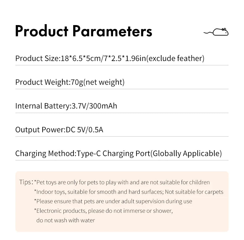 Rato Elétrico Recarregável para Gatos – Brinquedo Interativo com Som e Movimento