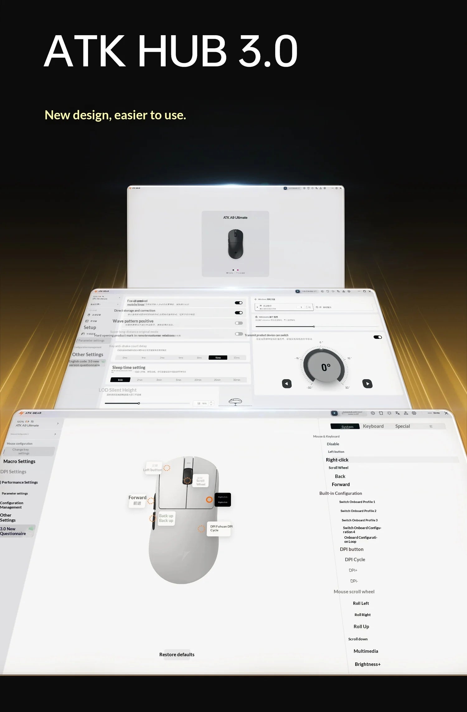 ATK DragonFly A9 Air Ultimate Wireless Gaming Mouse PAW3950 Ultra 42000DPI 750IPS 8KHz RGB Ergonomic Design for Windows MacOs