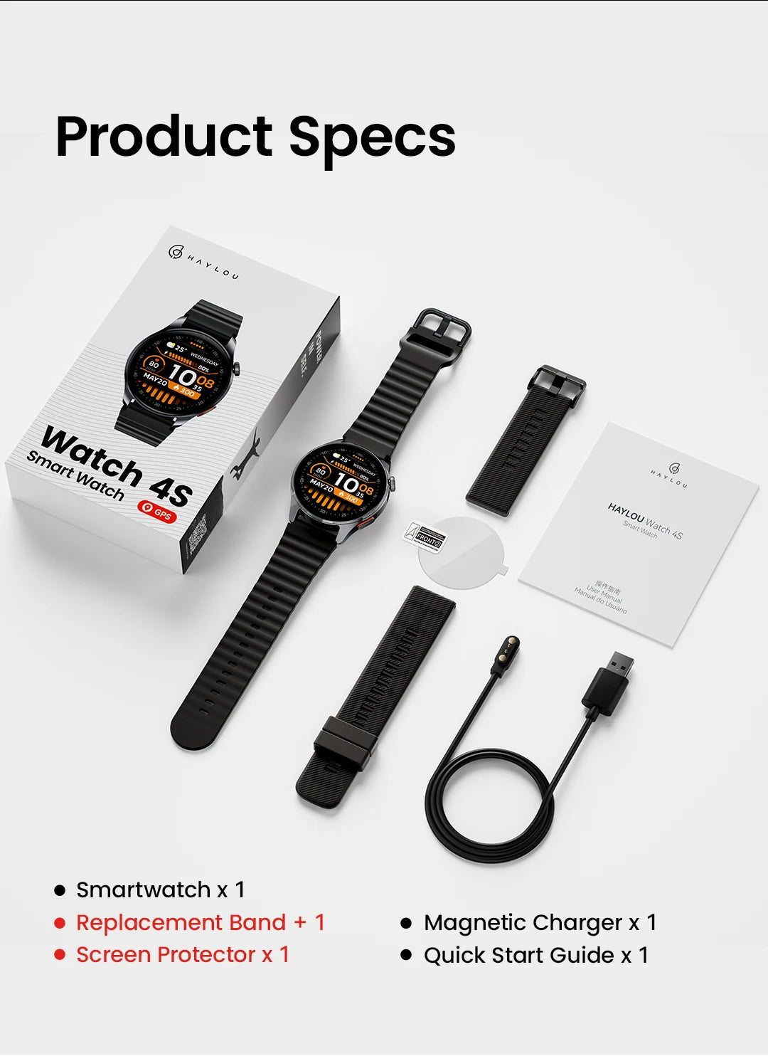 HAYLOU Watch 4S – AMOLED HD, GPS Avançado e Performance Desportiva