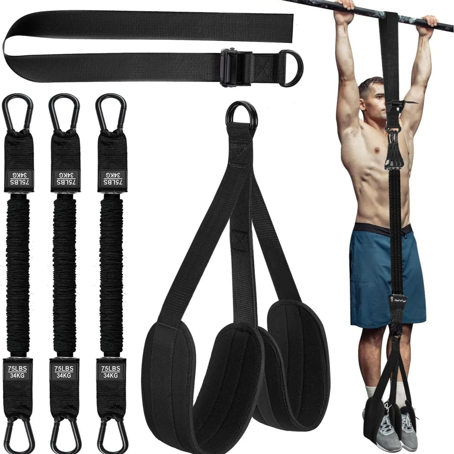 Conjunto de Bandas de Assistência para Pull-Up e Alongamento