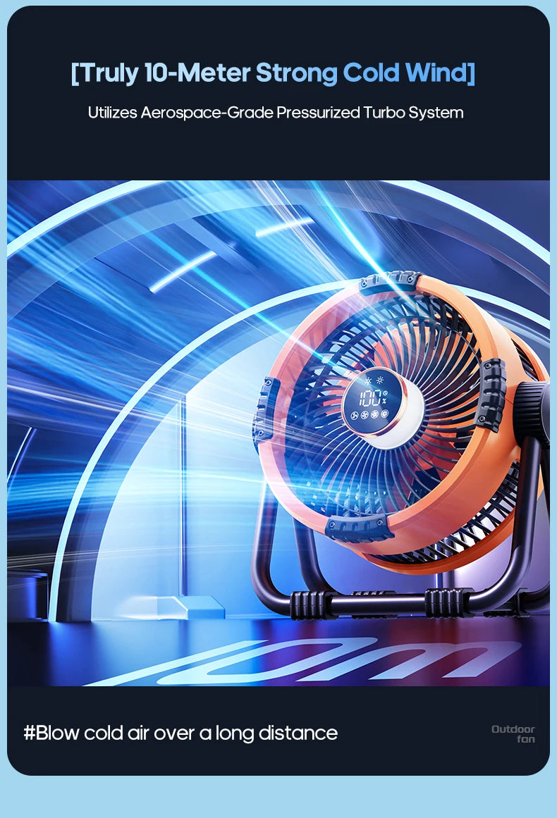 Portable 6 in 1 Outdoor Camping Fan 20000mAh Rechargeable Wireless Tent Ceiling Fan 4 Speed ​​Adjustment LED Lighting Power Bank