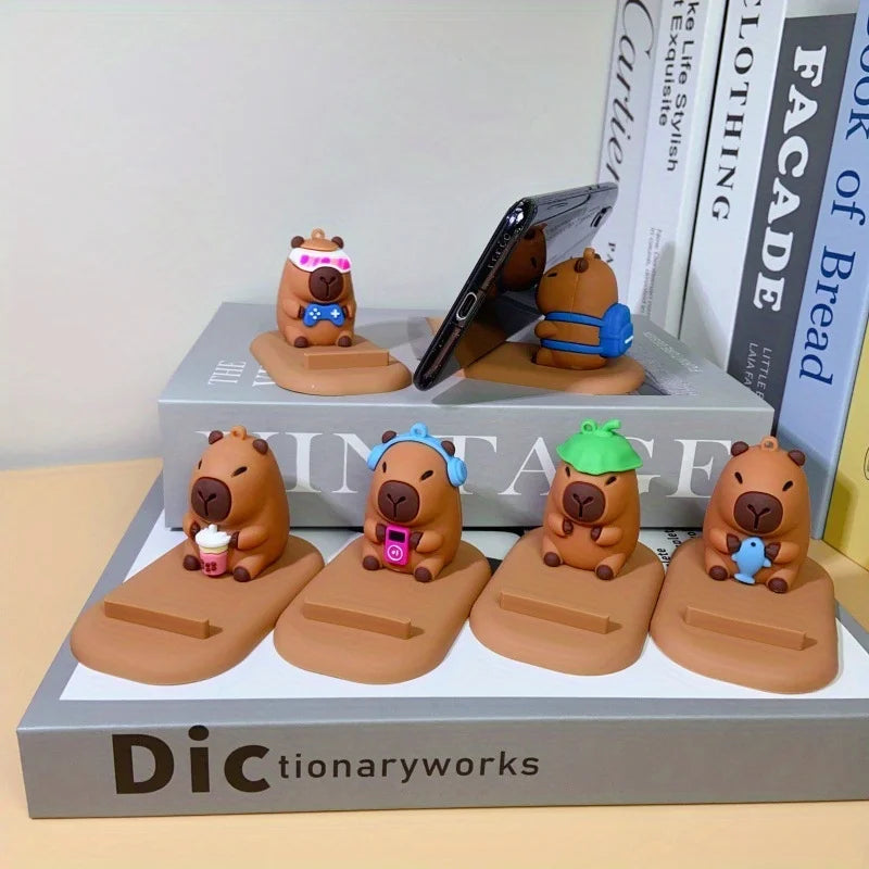 Capybara Phone Stand with Eyes Expressive Non-Slip Base Desk Organizer for Home Office Decor Gift