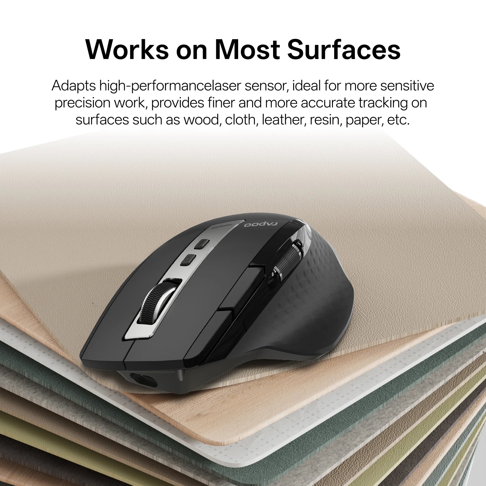 Rapoo 2026 New MT710L Wireless Multimode Rechargeable Ergonomic Mouse 4000 DPI Bluetooth Mouse Easy-Switch Up to 4 Devices