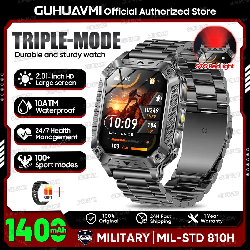 Smartwatch Militar 2026 – Robustez Extrema, Lanterna LED e Autonomia XL