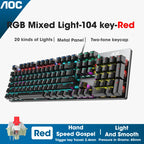 GK410 104 Full Keys Hot Swap Metal Panel Mechanical Keyboard RGB Light Green Black Tea Redaxis Non-Impact Gaming Computer Keyboard