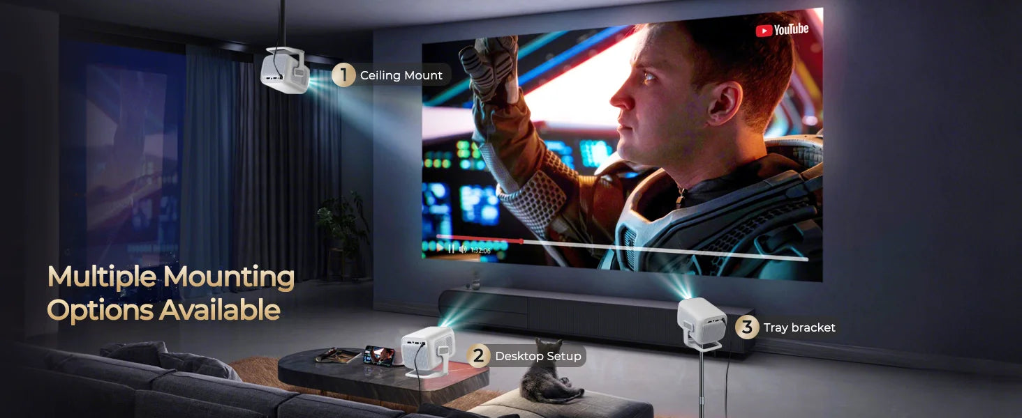 Projetor 4K LynCast X3AQ — 500 ANSI, Auto Focus, Android 11, WiFi6