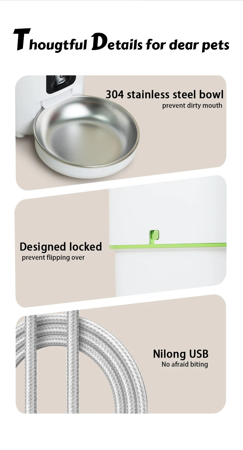 1080P HD Camera Automatic Cat Feeder with 5G WiFi Tuya Pet Cat Smart Food Kibble Dispenser Auto Feeder for Cats Dog Accessories