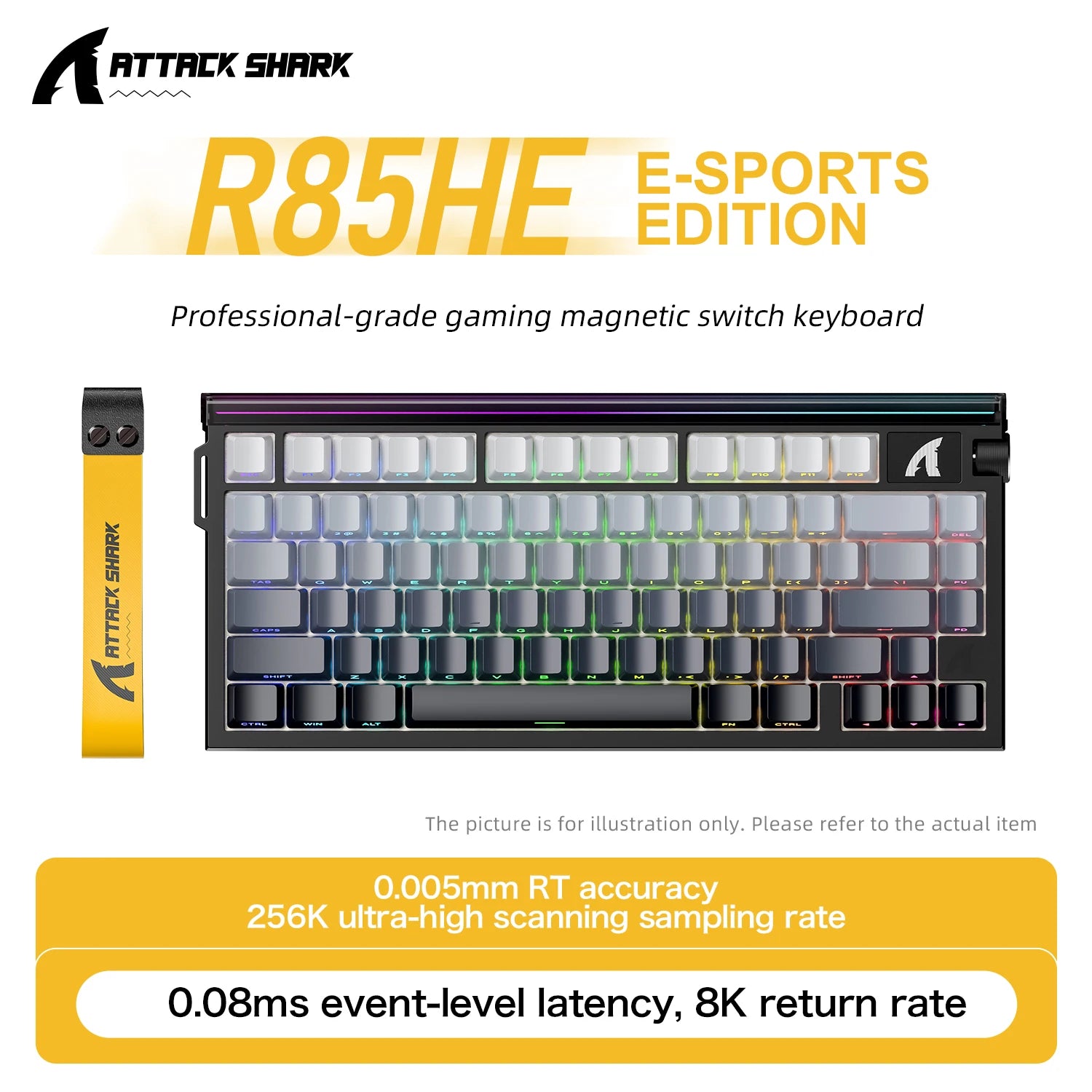 R85 ATTACK SHARK R85HE Magnetic Keyboard Wired 0.005mm RT 8K+ Hz 256K RGB Gaming Keyboard Neon Lightbox for Esports Gaming