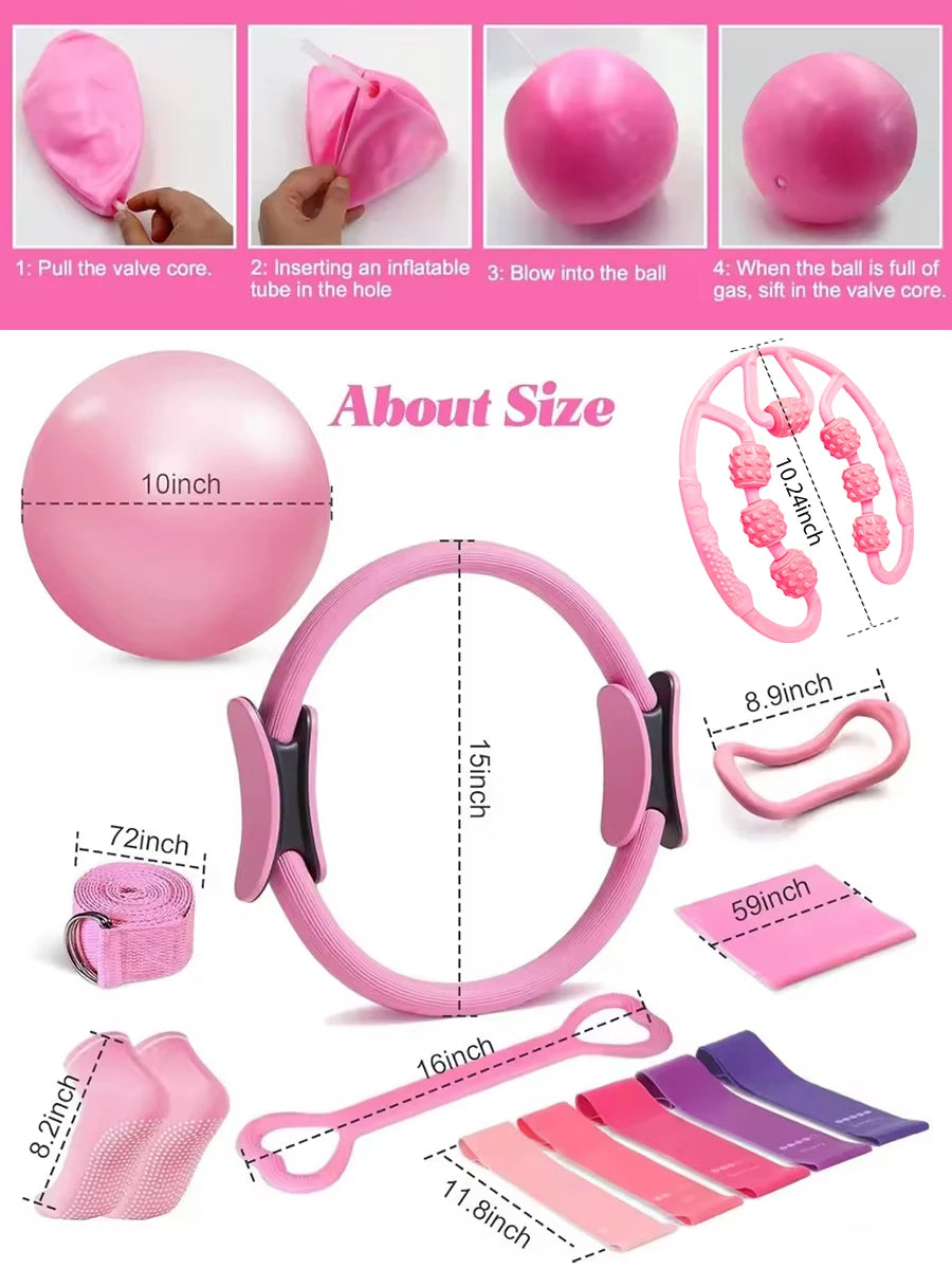 Pilates Yoga Set – Kit de Pilates e Yoga com 13 Peças para Treino em Casa